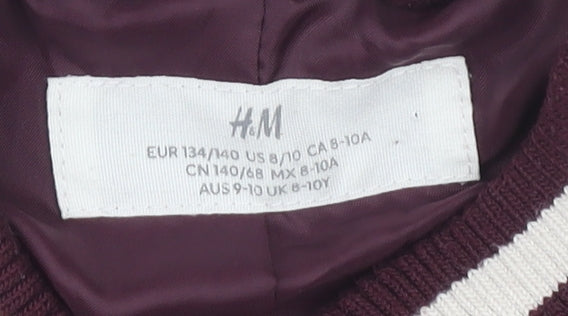 H&M Girls Burgundy Varsity Jacket, Age 9-10