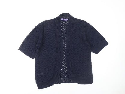 Autonomy Women's Blue Open-Knit Open Front Cardigan Size S