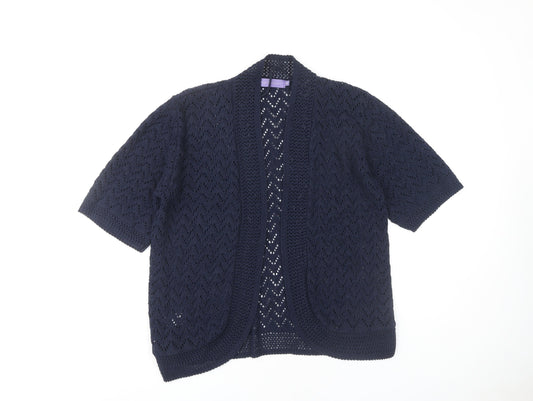 Autonomy Women's Blue Open-Knit Open Front Cardigan Size S