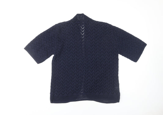 Autonomy Women's Blue Open-Knit Open Front Cardigan Size S