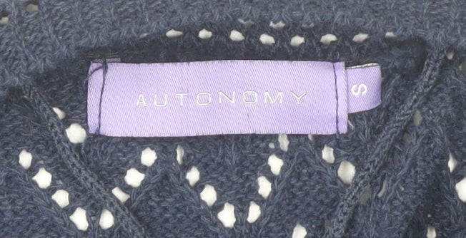 Autonomy Women's Blue Open-Knit Open Front Cardigan Size S
