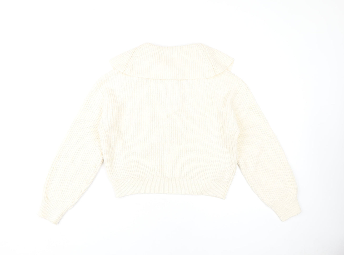 Womens UK Size XS MNG Ivory Henley Jumper