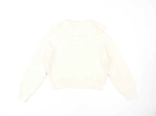Womens UK Size XS MNG Ivory Henley Jumper