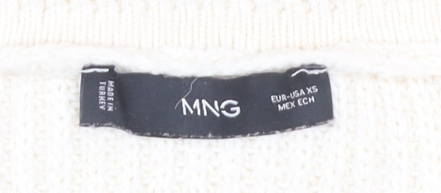 Womens UK Size XS MNG Ivory Henley Jumper