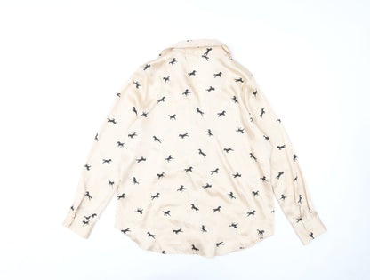 Womens UK Size 8 River Island Beige Basic Button-Up
