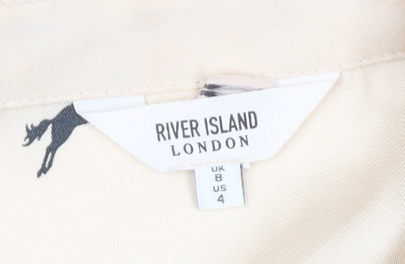 Womens UK Size 8 River Island Beige Basic Button-Up