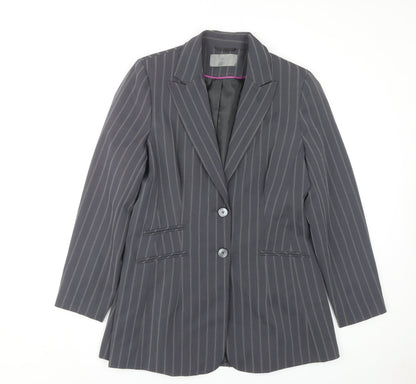 South Women's Grey Pinstripe Blazer Size 16
