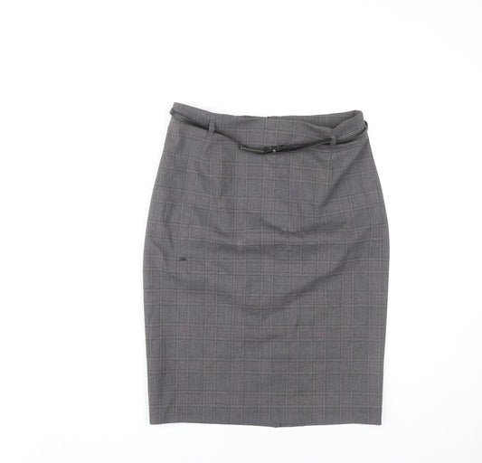 Marks and Spencer Women's Grey Check Pencil Skirt Size 10