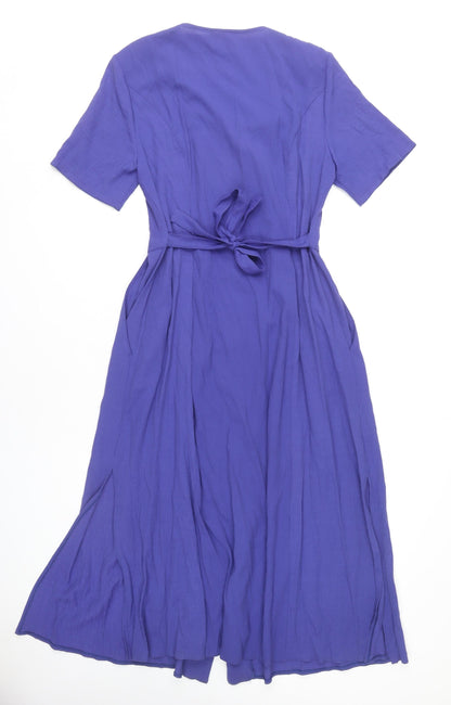 Steilmann Women's Purple Dress, Size 12, Scoop Neck, Button