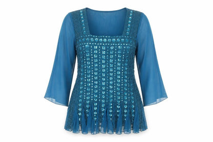 Womens UK Size XL Saloos Blue Basic Blouse