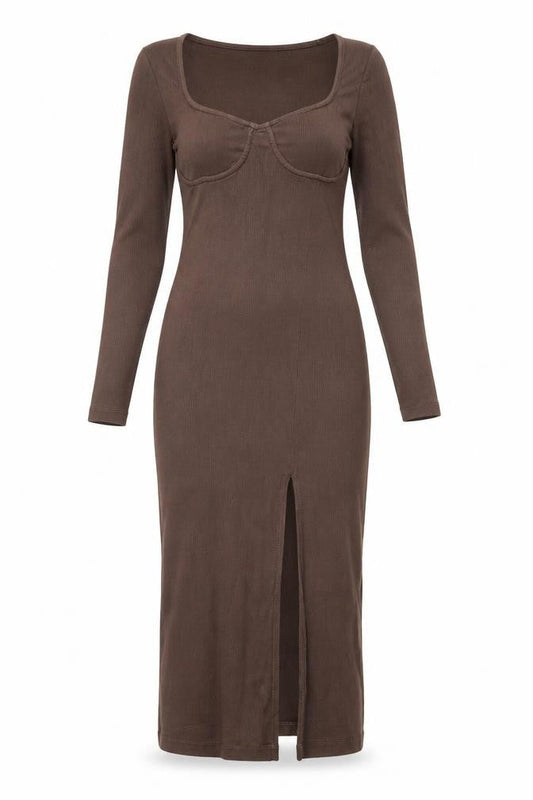 Brave Soul Women's Brown S Bodycon Midi Dress