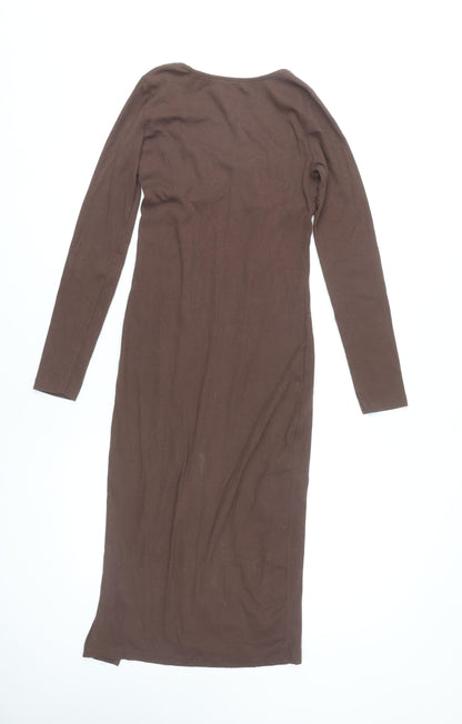 Brave Soul Women's Brown S Bodycon Midi Dress