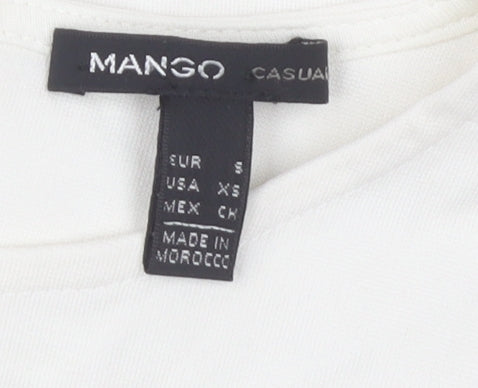 Womens UK Size S Mango White Basic Blouse