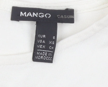 Womens UK Size S Mango White Basic Blouse