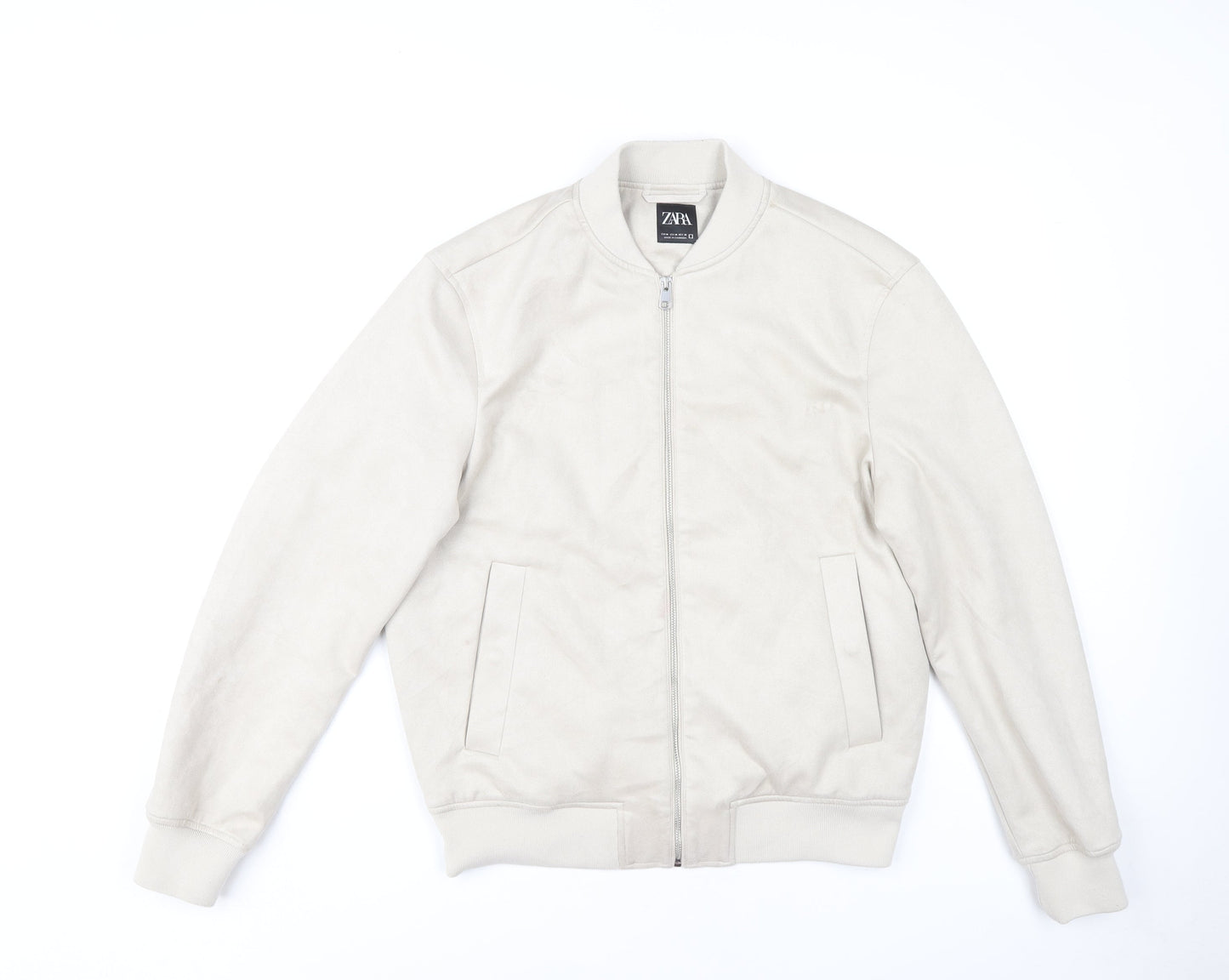 Zara Men's Beige Bomber Jacket, Medium, Casual Style