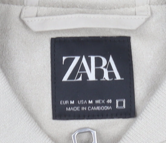 Zara Men's Beige Bomber Jacket, Medium, Casual Style