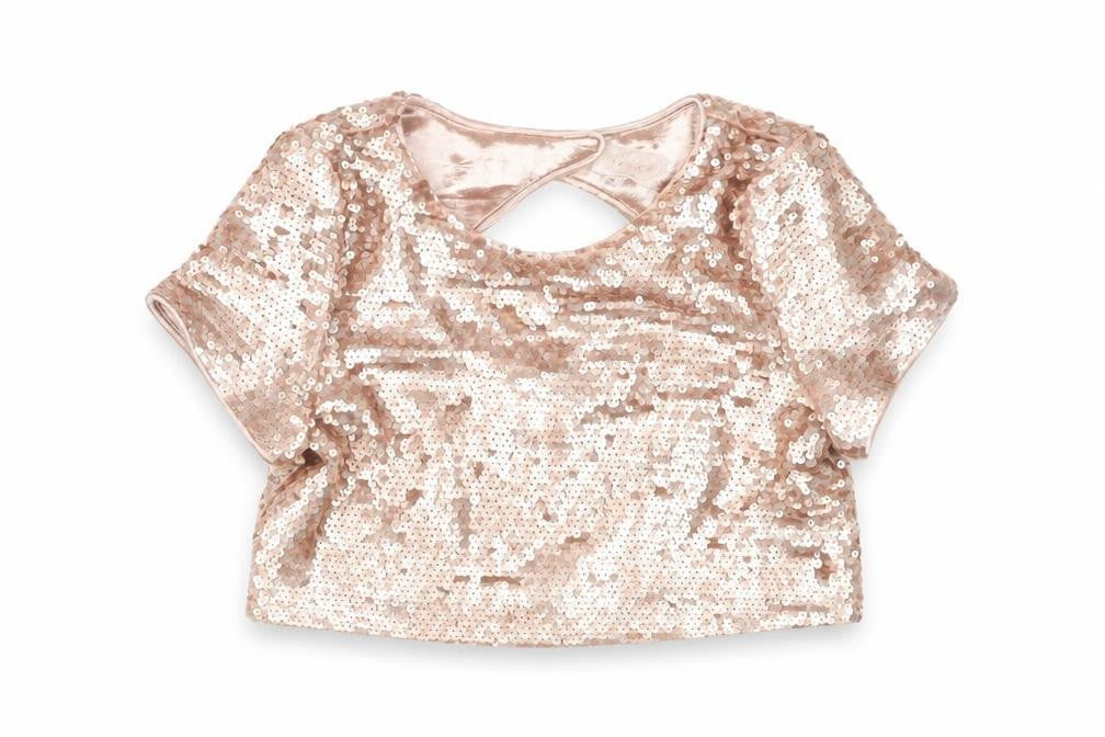 Front view of River Island girls’ cropped sequin top - multicoloured, 9 years