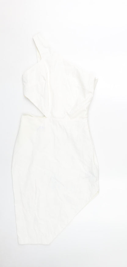 Miss Selfridge Women White Asymmetric Dress Size 10