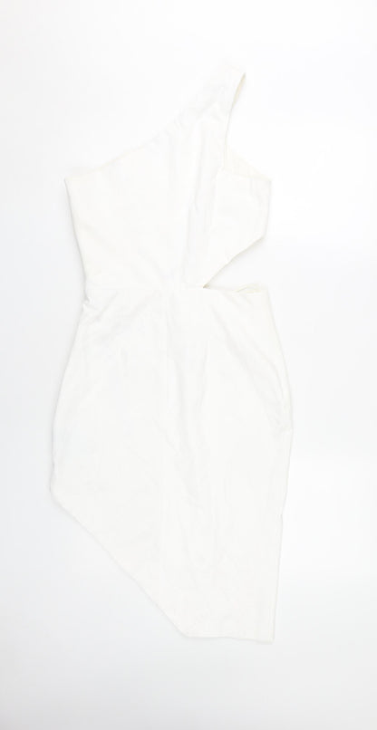 Miss Selfridge Women White Asymmetric Dress Size 10