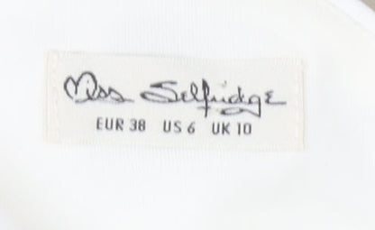 Miss Selfridge Women White Asymmetric Dress Size 10