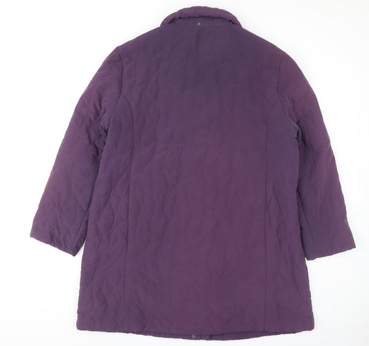Roman Originals Women's Purple Quilted Long Coat L