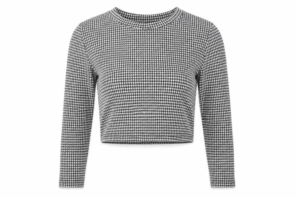 Womens UK Size S Pull&Bear Black Cropped T-Shirt