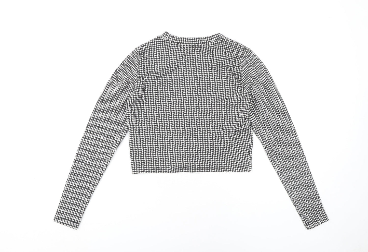 Womens UK Size S Pull&Bear Black Cropped T-Shirt