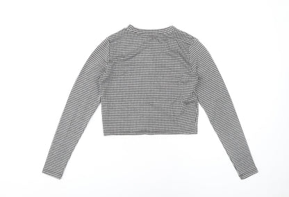 Womens UK Size S Pull&Bear Black Cropped T-Shirt