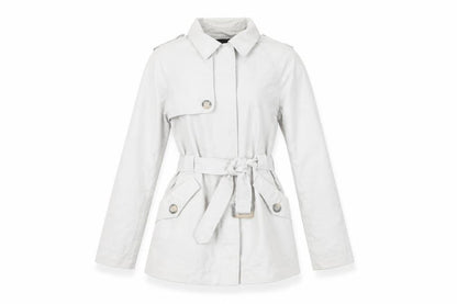Cyrillus Women's Grey Trench Coat Size 10 Belted