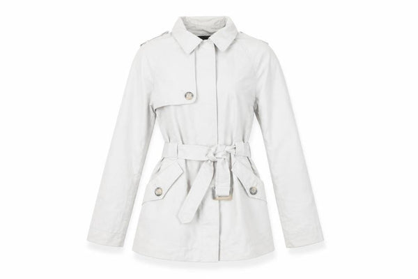 Cyrillus Women's Grey Trench Coat Size 10 Belted
