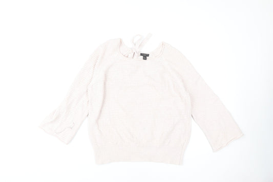 Ann Taylor Women's Pink Waffle-Knit Pullover Sweater