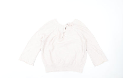 Ann Taylor Women's Pink Waffle-Knit Pullover Sweater