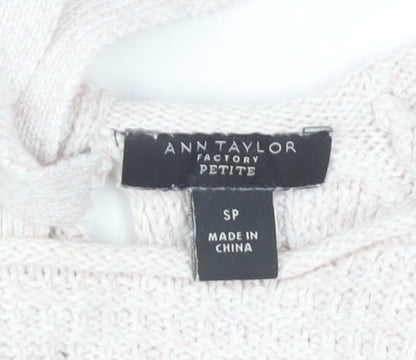 Ann Taylor Women's Pink Waffle-Knit Pullover Sweater