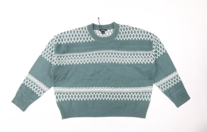 Womens UK Size L Boohoo Green Pullover Jumper
