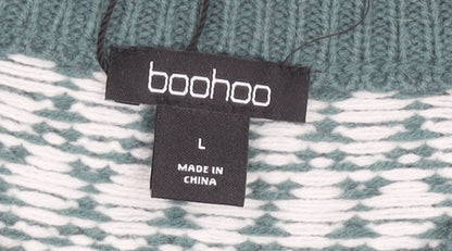 Womens UK Size L Boohoo Green Pullover Jumper