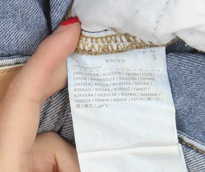 MNG Women's Blue Denim Shorts, Size 14