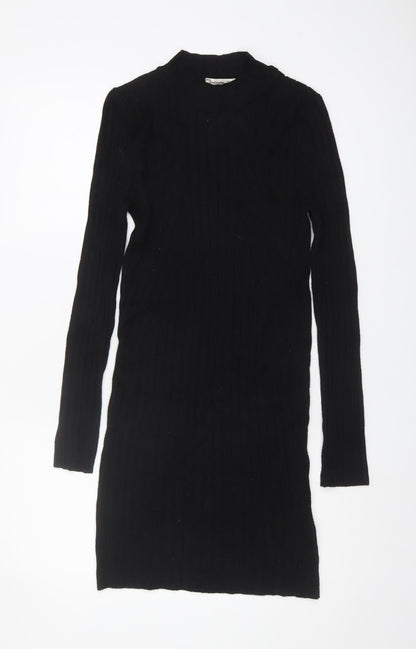 Stradivarius Women's Black Long Sleeve Sheath Dress S