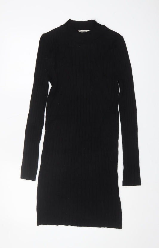Stradivarius Women's Black Long Sleeve Sheath Dress S