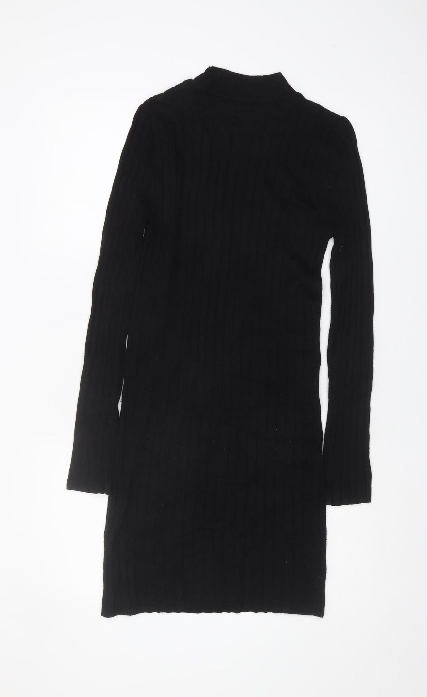 Stradivarius Women's Black Long Sleeve Sheath Dress S