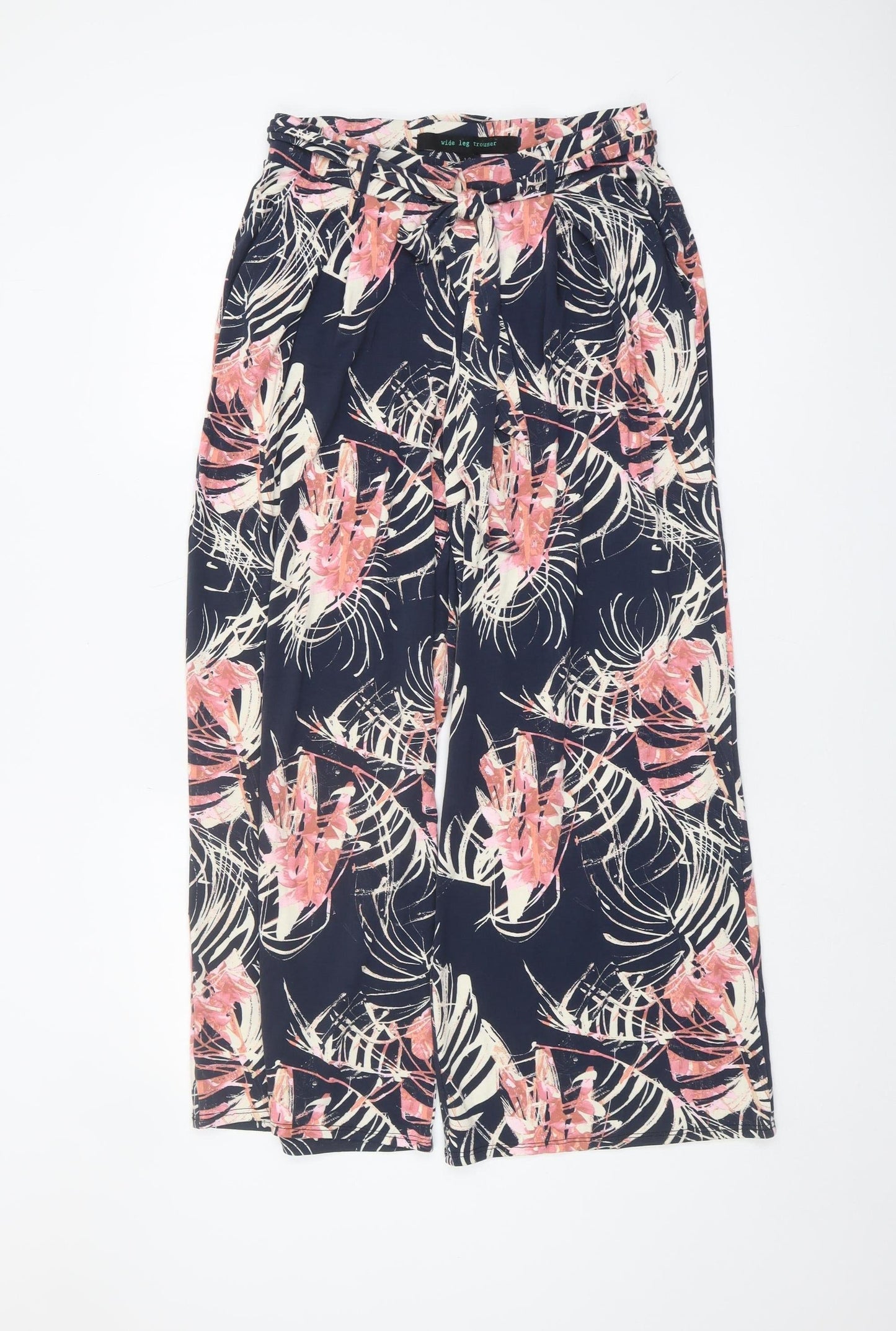Womens UK Size 10 NEXT Relaxed Fit Wide-Leg Multicoloured Trousers
