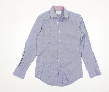 T.M. Lewin Men's Checkered Blue Long Sleeve Shirt Size 15