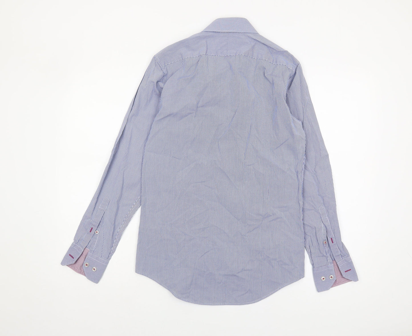 T.M. Lewin Men's Checkered Blue Long Sleeve Shirt Size 15