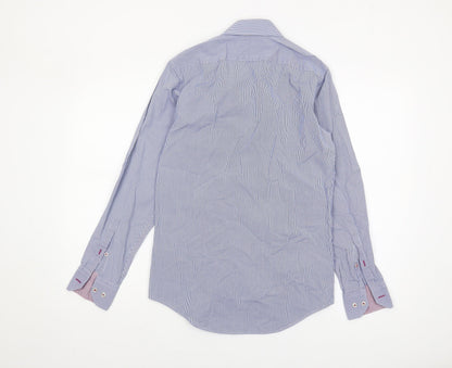 T.M. Lewin Men's Checkered Blue Long Sleeve Shirt Size 15