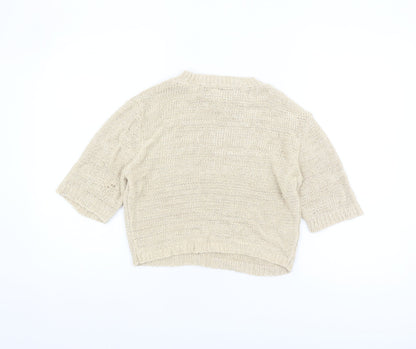 Womens UK Size XS Mango Beige Basic Blouse