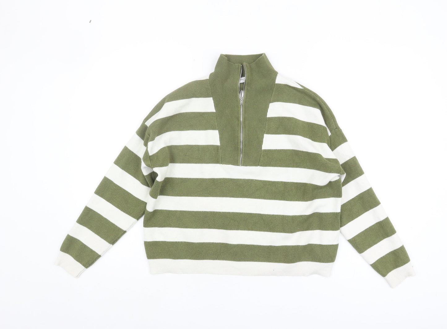 Stradivarius Women's Green XS Striped Pullover Jumper