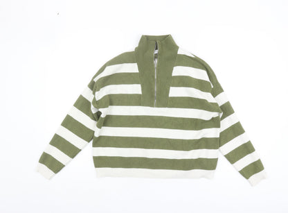 Stradivarius Women's Green XS Striped Pullover Jumper