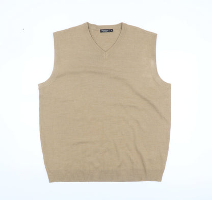 Capsule Men's Beige XL V-Neck Sleeveless Vest