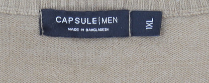 Capsule Men's Beige XL V-Neck Sleeveless Vest