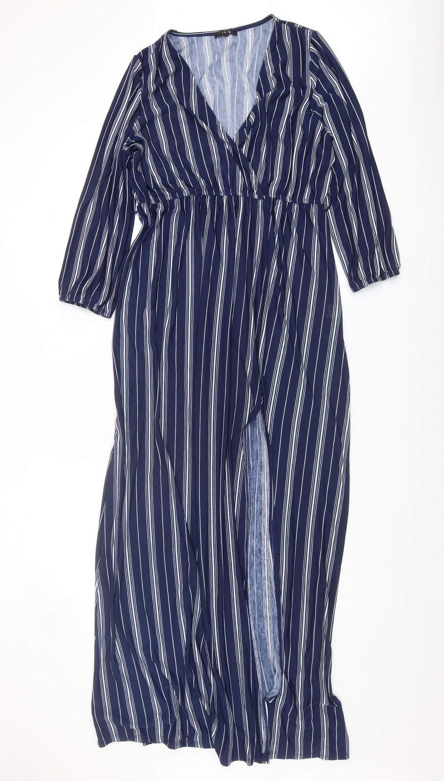 IRIS Women's Blue Long Wrap Dress XL Plus Size