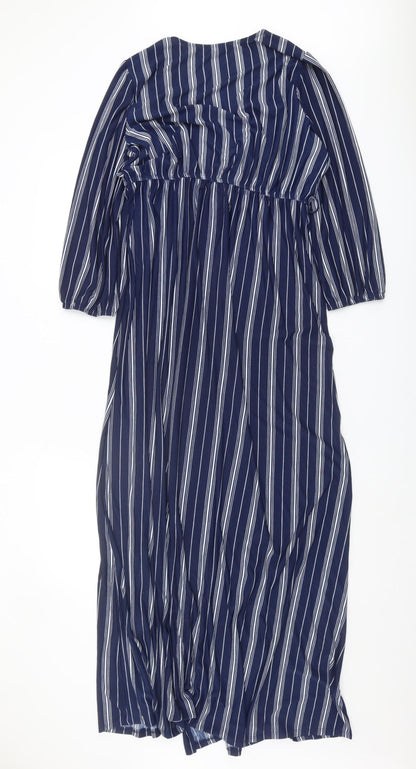 IRIS Women's Blue Long Wrap Dress XL Plus Size